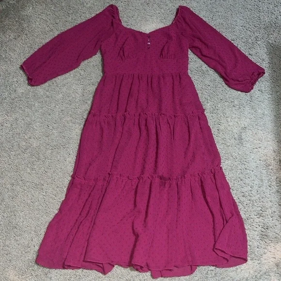 J. Crew Tiered Blouson Sheer Long Sleeve Midi Dress Swiss Dot Dark Berry 2 - www.disolcolor.com J. Crew Tiered Blouson Sheer Long Sleeve Midi Dress Swiss Dot Dark Berry 2 - www.disolcolor.com